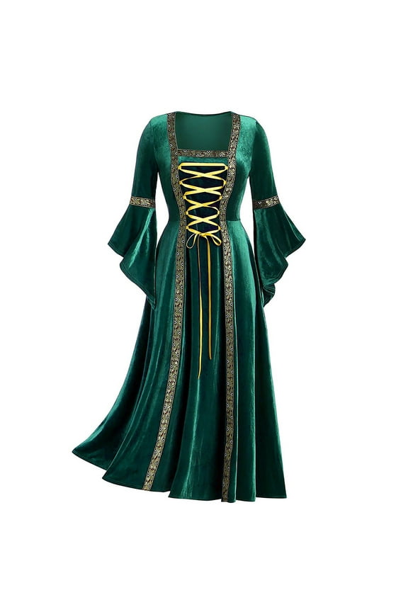 Halloween Costumes Woman 2024 Renaissance Dress Lace Up Maxi Dresses Women Medieval Dress Plus Size Witch Costume for Women Halloween Costumes Ren Fairy Dress