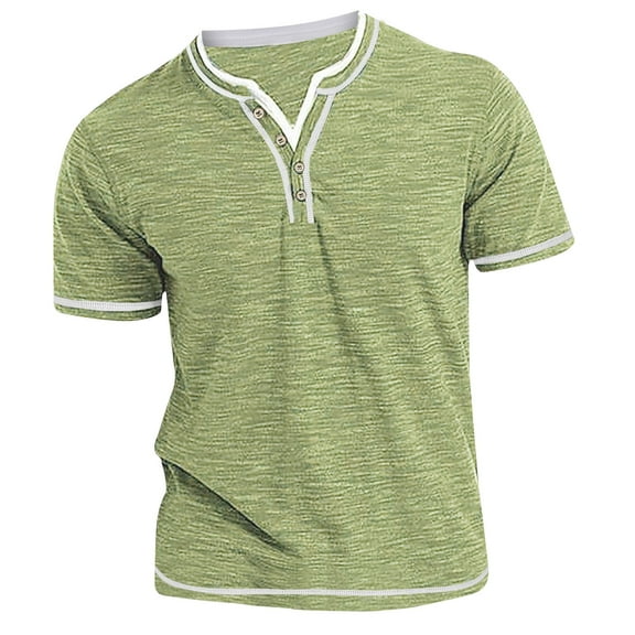 YanHoo Henley Shirts for Men Henley Shirts Short Sleeve Casual Basic Summer Solid Button T Shirts