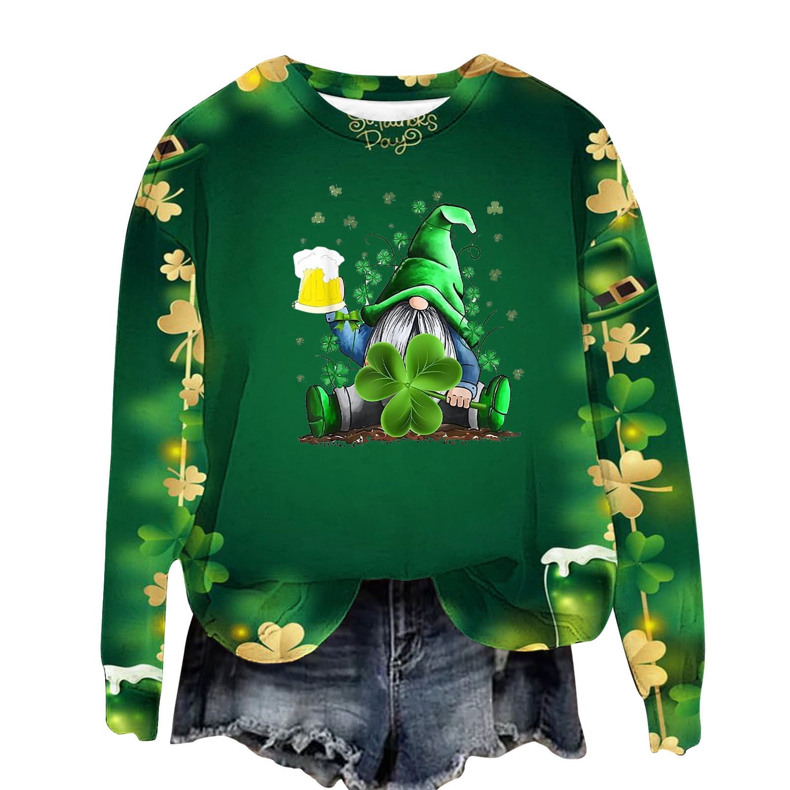 YanHoo Irish Sweatshirts for Women Graphic Sweatshirts for Women Loose