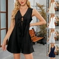 thumbnail image 1 of YanHoo Jumpsuits for Women Pleated Tie Front Sleeveless Short Rompers Summer Dressy Casual Solid Color Jumpsuit, 1 of 8