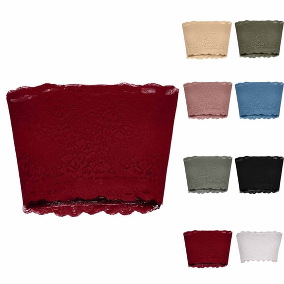 YanHoo Lace Tube Top Bras for Women Strapless No Underwire Bandeau Bra Low Cut Push Up Bralette