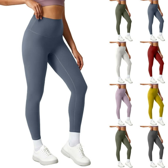 YanHoo Leggings for Women High Waisted No See-Through Tummy Control Soft Yoga Pants Womens Workout Athletic Running Leggings Gray,XL