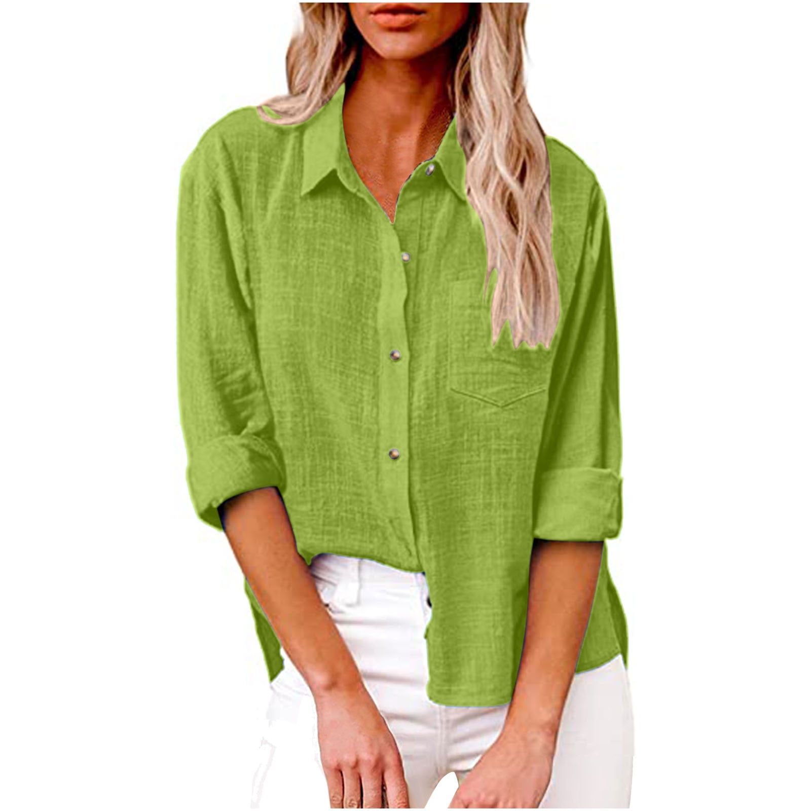 Ladies Casual Cotton Linen Shirt