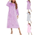 thumbnail image 1 of YanHoo Long Zip Up Bathrobe for Women Hooded Fleece Robes Warm Housecoat Nightgown Sleepwear Pajamas, 1 of 5