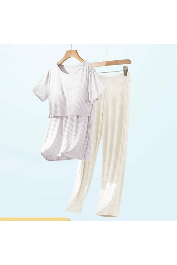 Maternity Nursing Pajama Sets Labor Delivery Pjs Short Sleeve Breastfeeding Pajamas Pregnancy Sleepwear Set