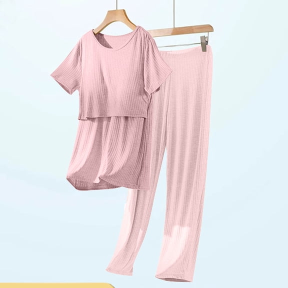 YanHoo Maternity Nursing Pajama Sets Labor Delivery Pjs Short Sleeve Breastfeeding Pajamas Pregnancy Sleepwear Set