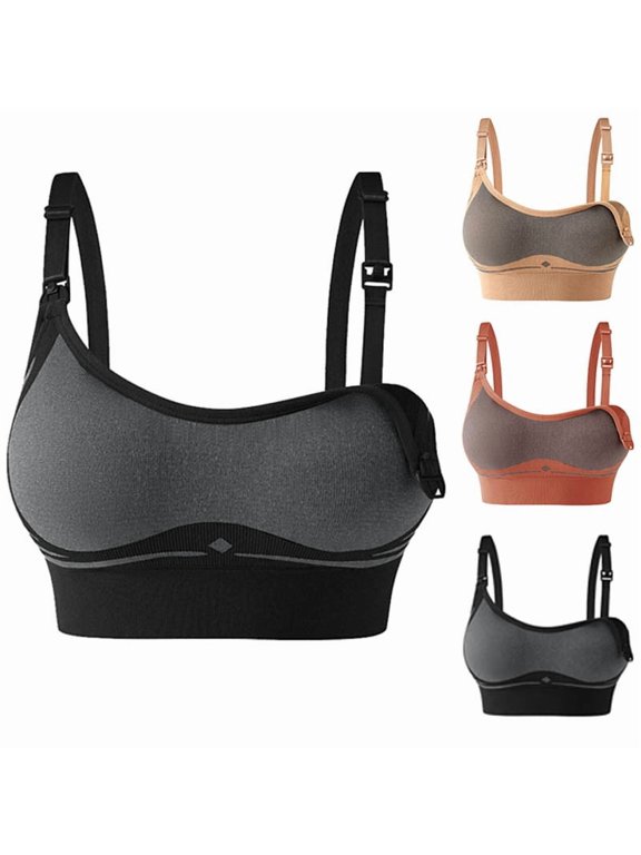 Maternity Sports Bra One-Hand Clips Nursing Sleep Bras Wirefree U Back Adjustable Straps Bralette Soft Breathable Bra for Sleeping Postpartum
