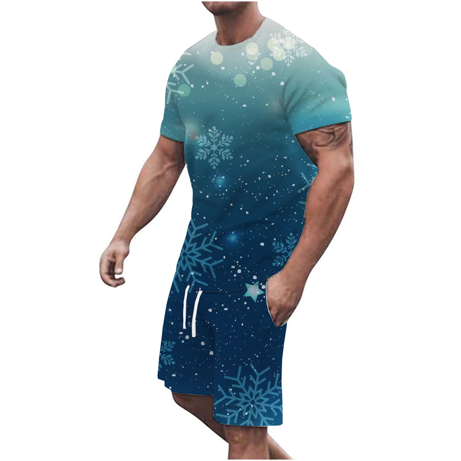 New Men's Round Neck Long Sleeve Sports Loose Two Piece Set