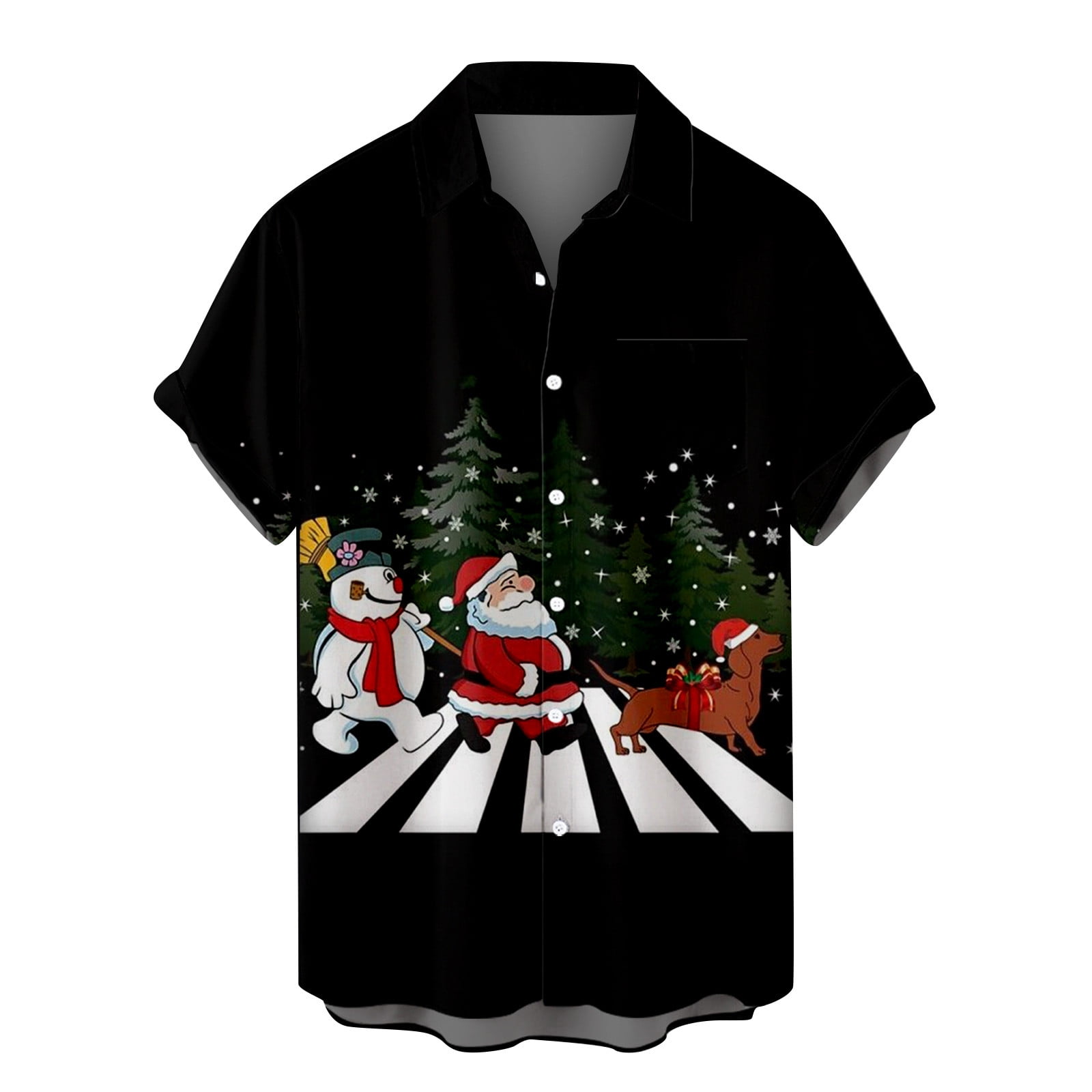 YanHoo Men Christmas Shirt Short Sleeve Christmas Shirt for Men