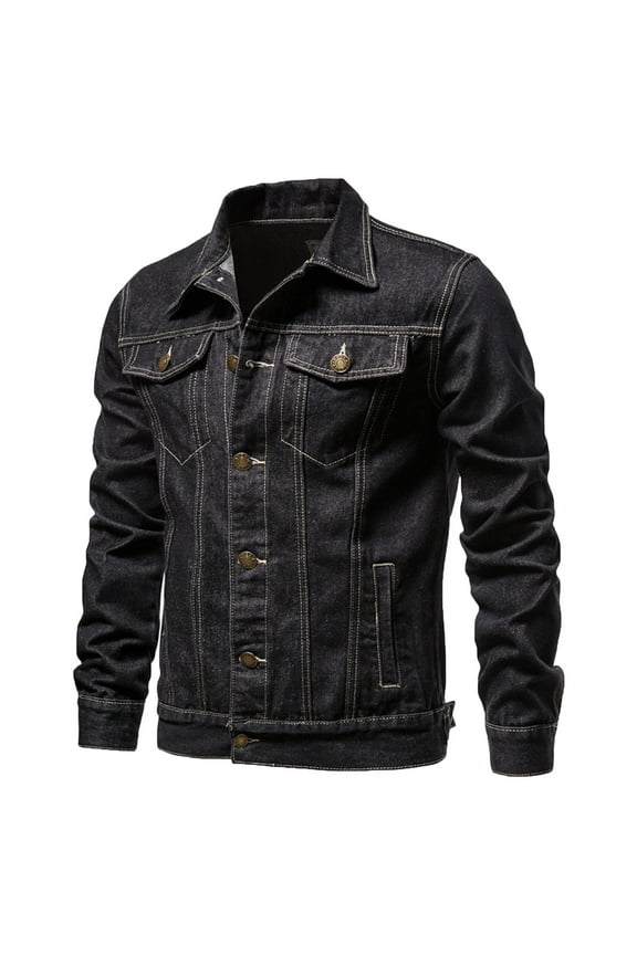 Men Oversized Denim Jacket Lightweight Button Down Lapel Jean Coat Big and Tall Outwear Jackets