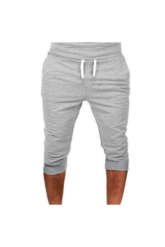 Men's 3/4 Joggers Capri Pants with Pockets Slim Fit Drawstring Elastic Waist Sweatpants Capris Training Running Workout Capri Joggers 2025 Walmart Prime Sales
