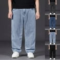 thumbnail image 1 of YanHoo Men's Baggy Hip Hop Jeans Seniors Y2K Casual Vintage Wide Leg Skater Denim Pants Loose Fit Long Trousers Streetwear Dark Blue,46, 1 of 6