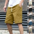 thumbnail image 1 of YanHoo Men's Casual Twill Shorts Cargo Drawstring Waist Summer Beach Shorts Hiking Travel Vacation Yoga Golf Short with Pockets Black,XXL, 1 of 8