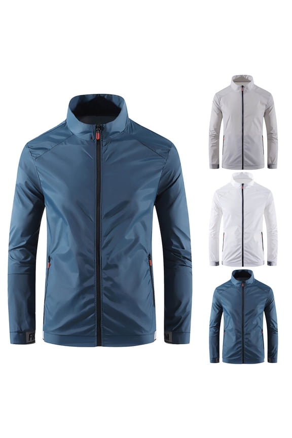Men's Full Zip UPF 50+ Sun Shirts Stand Collar Long Sleeve SPF UV Protection Lightweight Quick Dry Zipper Up Shirts