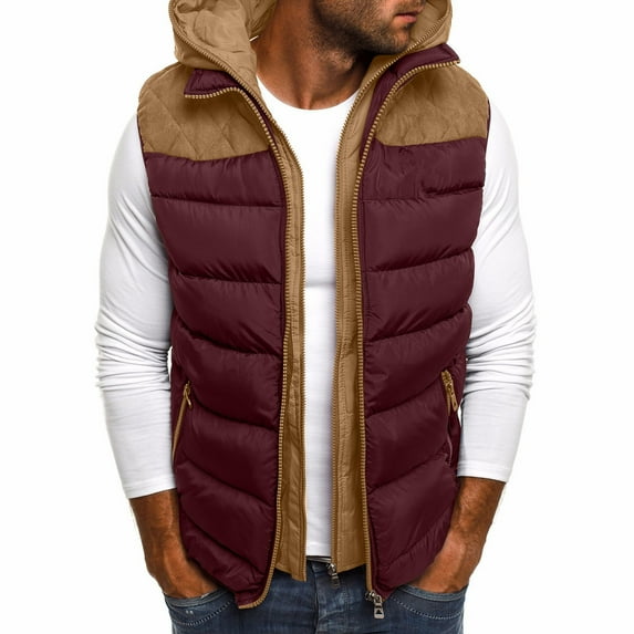 YanHoo Men's Hooded Vest Zipper Oversized Lightweight Ultra Loft Quilted Puffer Vest Big & Tall Outdoor Jackets