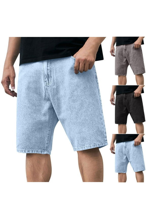 Men's Jean Short 9" Inseam Stretch Denim Shorts Men Loose Fit Vintage Summer Jean Shorts for Men Black,36