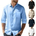 thumbnail image 1 of YanHoo Mens Cuban Guayabera Shirts Roll Up Long Sleeve Linen Casual Shirt Button Down Beach Summer Mexican Shirts with Pocket Navy,XL, 1 of 8
