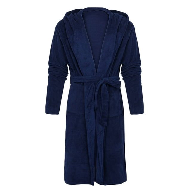 YanHoo Mens Fleece Plush Robe with Hood Ultra Soft Fluffy Full Length Long with Pockets Luxurious House Coat