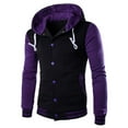 thumbnail image 1 of YanHoo Mens Hooded Varsity Jackets Oversized Button Hoodies University Baseball Outwear Coat Lightweight Bomber Jacket, 1 of 3