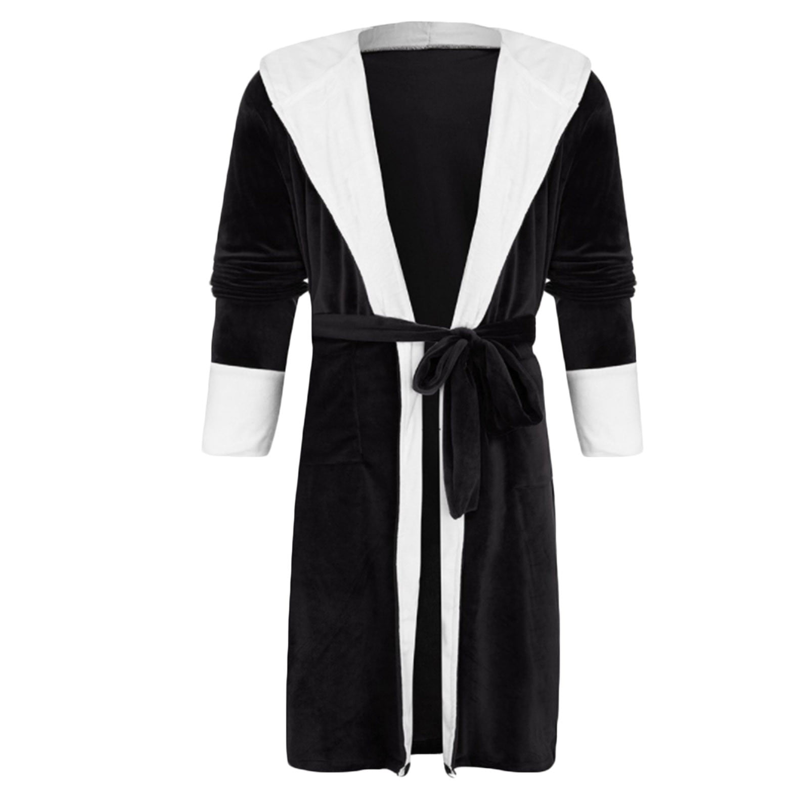 YanHoo Mens Plush Fleece Robe, Cozy Warm Bathrobe Fuzzy Male Spa Long