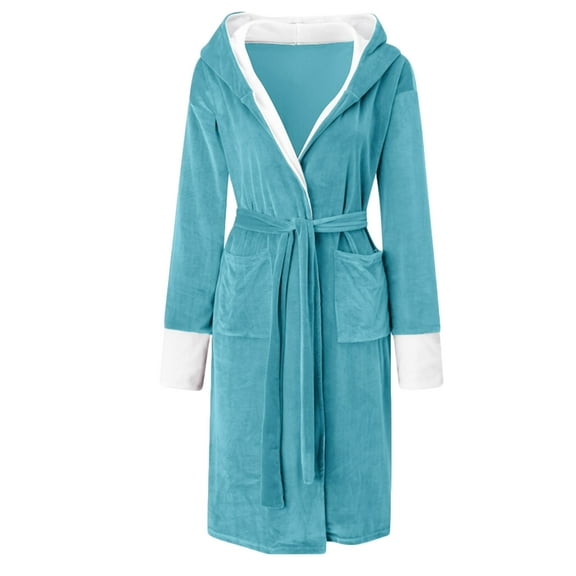YanHoo Mens Plush Fleece Robe, Cozy Warm Bathrobe Fuzzy Male Spa Long Robe With Pockets