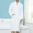 thumbnail image 1 of YanHoo Mens Robe, Plush Fleece Hooded Mens Bathrobe, Soft Shawl Collar Bath Robe for Men with Belt & 2 Pockets White,L, 1 of 7