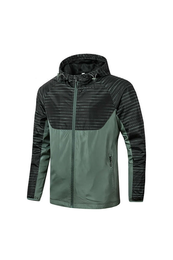 Mens Thin Lightweight Jackets Spring Fall Windproof Waterproof Coat Drawstring Hooded Bomber Jacket Outerwear