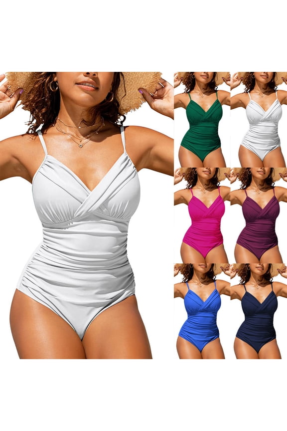 Modest Swimsuits for Women One Piece Adjustable Spaghetti Strap Cross Over Swimwear Ruched High Leg Bathing Suits Hot Pink,XL