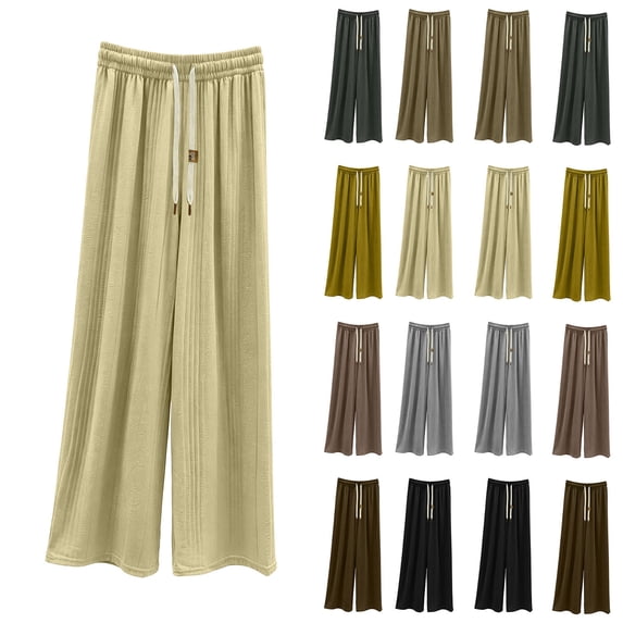 YanHoo Pajama Pants Women Drawstring Elastic Waist Wide Leg Pant Comfy Lounge Pjs Bottom Casual Sleepwear