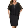 thumbnail image 1 of YanHoo Party Dresses for Women 2026 Plus Size Dresses for Curvy Women Sexy V Neck Chiffon Knee Length Dress Sequin Elegant Dresses for Evening Party Womens Dress Sale, 1 of 6