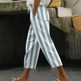 thumbnail image 1 of YanHoo Plus Size Capri Pants for Women Elastic Waisted Drawstring Striped Cropped Trousers Casual Going Out Straight Pants with Pockets, 1 of 5