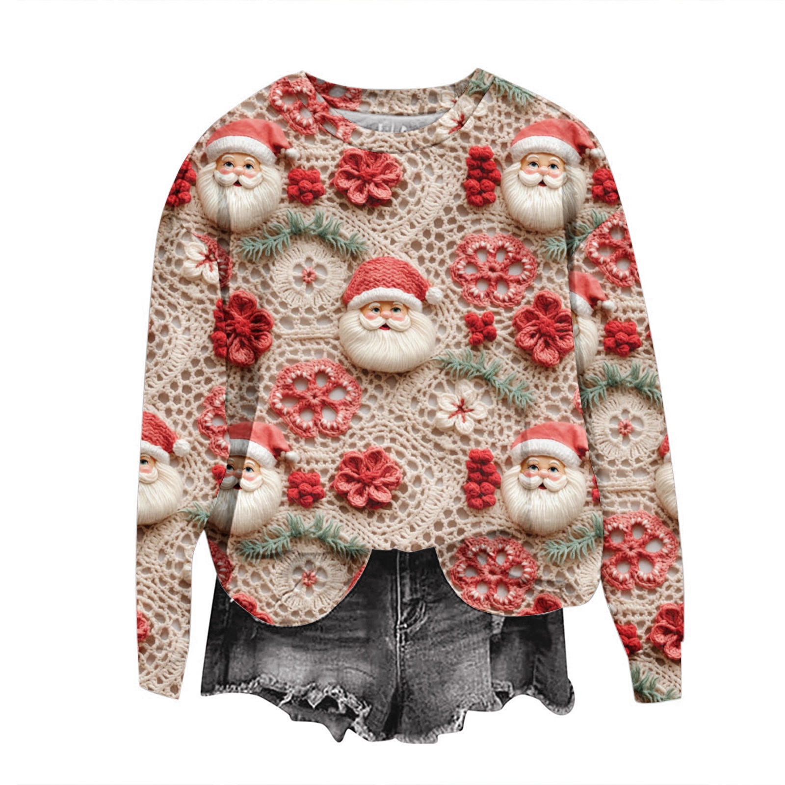 YanHoo Plus Size Christmas Sweatshirt Funny Women Christmas Sweater