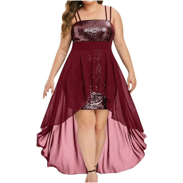 Spaghetti Strap Glitter Asymmetric Hem Plain Evening Dress Spaghetti Strap Glitter Asymmetric Hem Plain Evening Dress