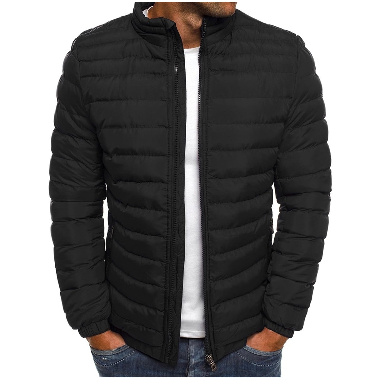 YanHoo Puffer Jacket Men no Hood Lightweight Zip Up Long YanHoo Puffer Jacket Men no Hood Lightweight Zip Up Long