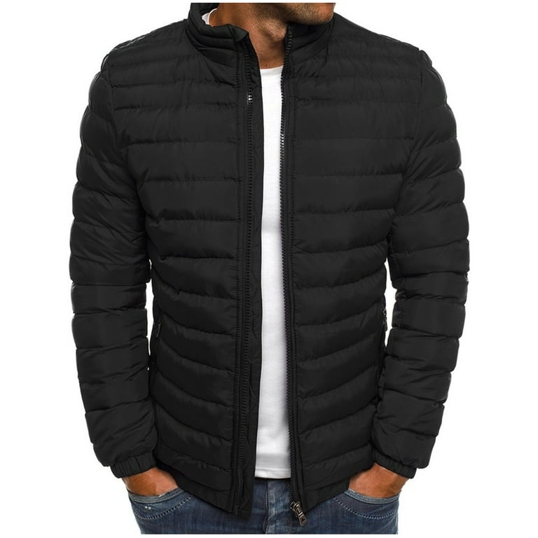 Mens black puffer jacket no hood sale