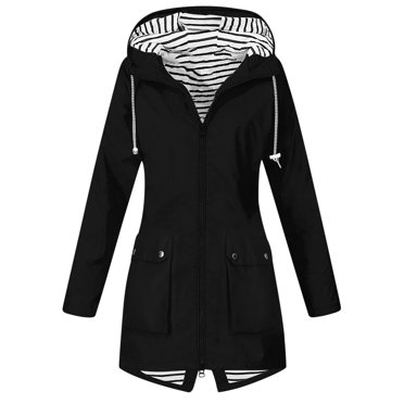 Fartey Plus Size Rain Jacket For Women Lightweight Waterproof Windbreaker Jacket Packable Long Sleeve Hooded Rain
