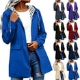 thumbnail image 1 of YanHoo Rain Jacket Women Waterproof with Hood Striped Lined Zip Up Long Raincoat Windbreaker Fall Hiking Jackets Pocket, 1 of 8