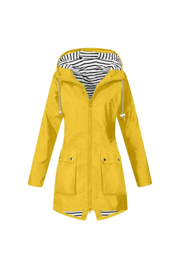 Rain Jackets Womens Waterproof with Hood Lightweight Zip Up Fall Raincoat Windbreaker Rain Coat Waterproof Active Outdoor Rain Jacket Outdoor Windproof Hiking Jackets Outerwear with Pocket