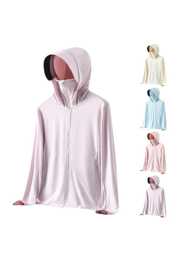 SPF Shirt Women Sun Protection UPF 50+ Hoodie with Face Cover UV Hiking Long Sleeve Shirts 2026 Lightweight Outdoor Jackets Beige,M