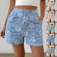 thumbnail image 1 of YanHoo Shorts for Women Pleated High Waisted Textured Short Pants Trendy Vintage Floral Casual Shorts with Pockets, 1 of 8