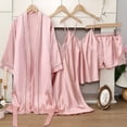 thumbnail image 1 of YanHoo Silk Pajamas for Women Set 4Pcs Satin Pajamas Set Cami Pajamas Tops and Shorts Robes Sleep Dress Sleepwear Pj Set, 1 of 7
