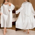 thumbnail image 1 of YanHoo Silk Satin Womens Nightgown and Robe Set Plus Size 2 Piece Spaghetti Strap Lightweight Cami Sleepwear with Robes Sets, 1 of 8