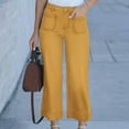thumbnail image 1 of YanHoo Straight Leg Cropped Jeans for Women Wide Leg High Waisted Stretchy Jean Baggy Trendy Denim Pants with Pockets Yellow,M, 1 of 7