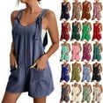 thumbnail image 1 of YanHoo Summer Jumpsuits for Women Plus Size Sleeveless One Piece Jumpsuit Trendy Solid Color Shorts Rompers Casual Outfits, 1 of 8