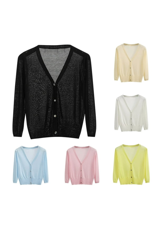 Sun Knit Cardigan Women's Thin Ice Silk Button Coat Shawl, Extractiony Sun Knit Cardigan, Knit Cardigans for Women Beige,XXXL