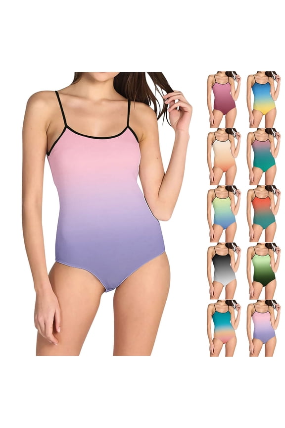 Swimming Suits for Women One Piece Bathing Suits Tummy Control Swimsuits Gradient Athletic Juniors Swimwear Monokinis Orange,XXL