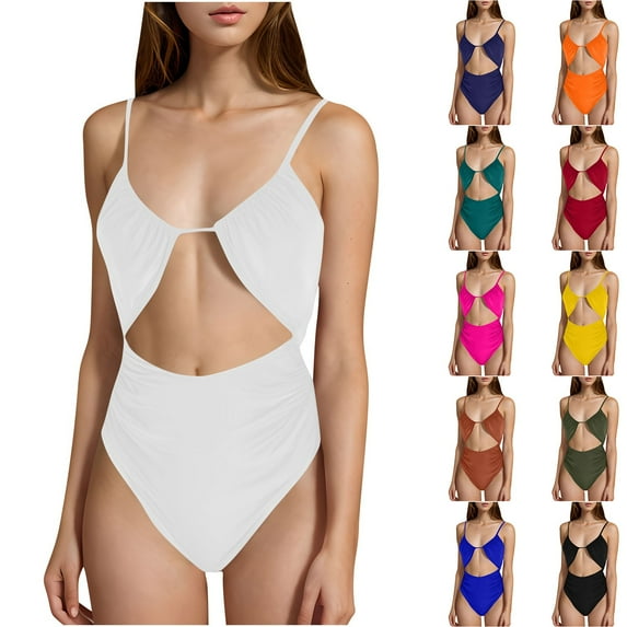 YanHoo Swimming Suits for Women One Piece Swimwear Tummy Control Bathing Suit 2026 Flattering Cheeky High Cut Monokini Brown,M