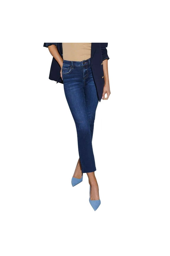 Teens Skinny Jeans Women High Waist Stretchy Classic High Rise Slimming Jeggings Trendy Casual Denim Trousers Pants Dark Blue,XXL