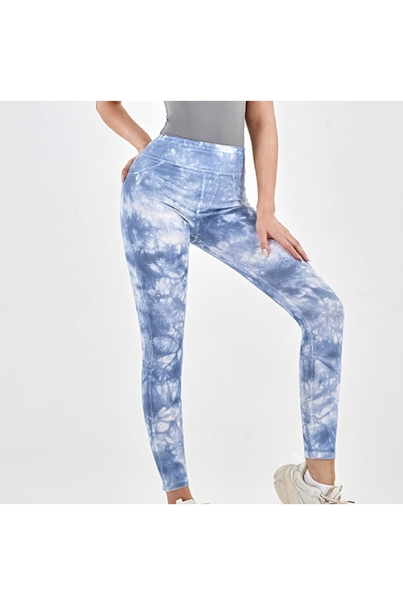 Tie Dye High Waisted Jegging for Women Trendy Stretchy Skinny Jeans Slim-Leg Pull on Leggings Yoga Pants with Pockets Sky Blue,M