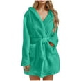 thumbnail image 1 of YanHoo Robes for Women, Bath Robe Women's Hooded Fleece Bathrobes Soft Plush Sleepwear Fluffy Warm Sherpa Shaggy Bathrobe, 1 of 6